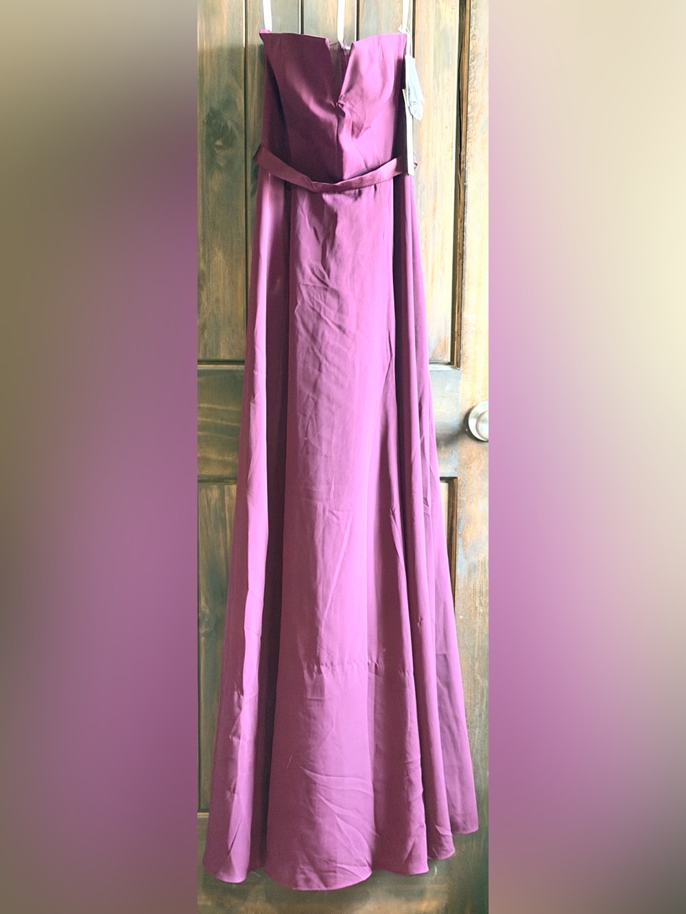 Wine formal long and strapless gown
